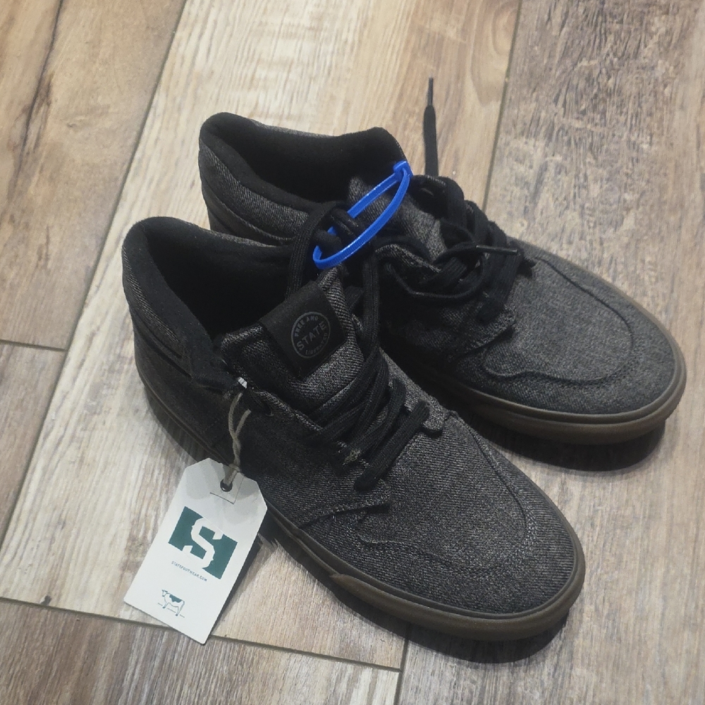 NWT Men's State Footeear's Mercer" Hi-Top Skate Shoe in Grey Chambray/Gum Size 8